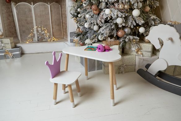 Стол и стульчик ребенку 2-7лет столик тучка и стульчик корона детский фиолетовый. белоснежный детский столик