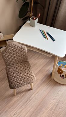Комплект детский столик и стульчик DecOKids с нишей и мягким стульчиком велюр 1