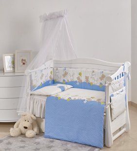 Детская постель Twins Comfort New Горошки 7 эл С-120 blue 8526 фото