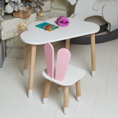 Стол и стульчик ребенку 2-7лет столик тучка и стульчик зайчик детский розовый. белоснежный детский столик