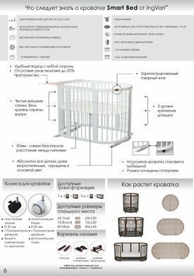 Кроватка трансформер IngVart Smart Bed MAXI с мишками, молочная 3369001 фото