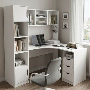 Стол письменный для учебы и работы угловой Teenager White 1