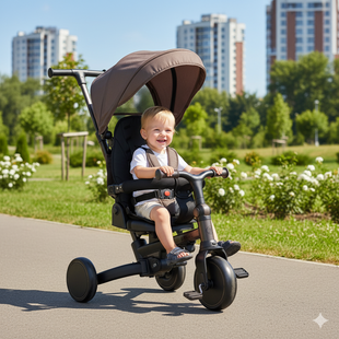 Велосипед TURBOTRIKE MT 1036 3 в 1 з батьківською ручкою, складний, EVA колеса brown  MT 1036 brown фото