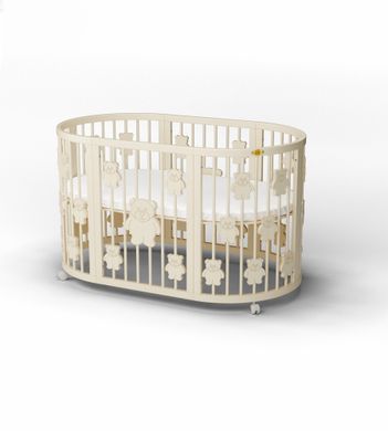 Кроватка трансформер IngVart Smart Bed MAXI с мишками, молочная 3369001 фото