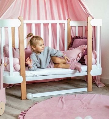 Дитяче ліжечко люлька Ingvart NIKA 5-в-1, білий+натуральний, розмір 60 3190031017-1 фото