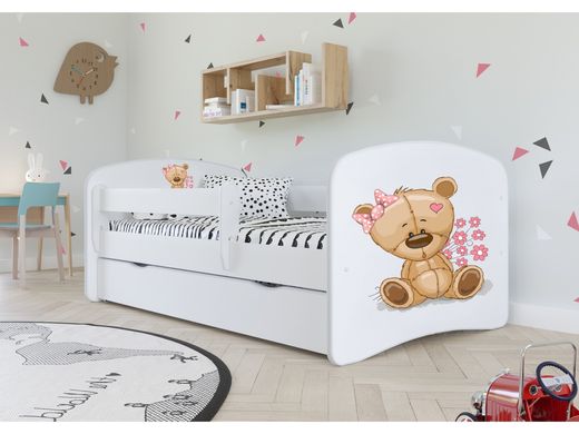 Дитяче ліжко 160 х 80 Kocot Kids Baby Dreams біла з ящиком Польща біле Ведмедик з квітами 1975754 фото