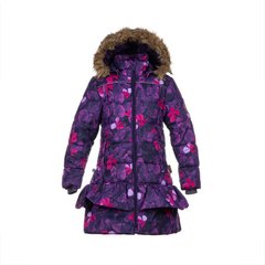 Зимнее пальто для девочек Huppa WHITNEY, цвет-лилoвый с принтом