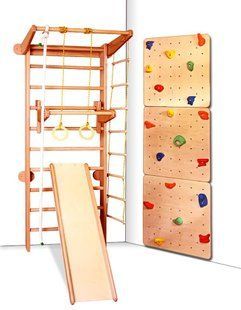 Спортивный уголок с турничком и горкой + скалодром Babygrai 386553776 фото