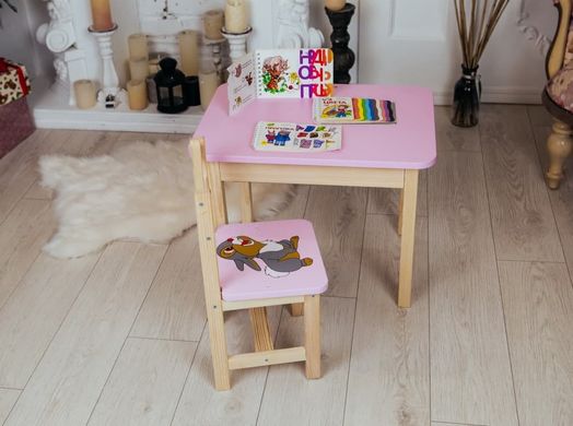 Стіл і стілець дитячий рожевий. Для навчання, малювання, ігри. Стіл із шухлядою та стільчик.