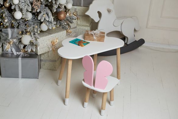 Стол и стульчик ребенку 2-7лет столик тучка и стульчик бабочка детский розовый. белоснежный детский столик