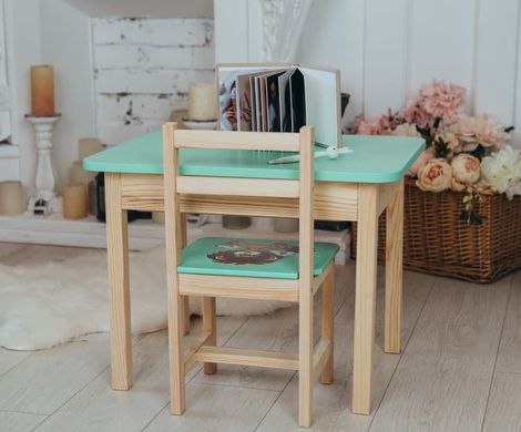 Стул и стол детский зеленый. Для учебы,рисования,игры. Стол с ящиком и стульчик.
