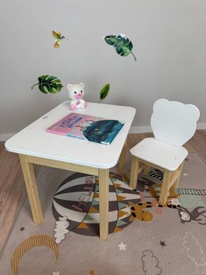 Столик та стільчик дитині від 2х років DecOKids Colors 2 для ігор, малювання, ліпки та навчання White