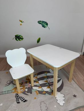 Столик та стільчик дитині від 2х років DecOKids Colors 2 для ігор, малювання, ліпки та навчання White
