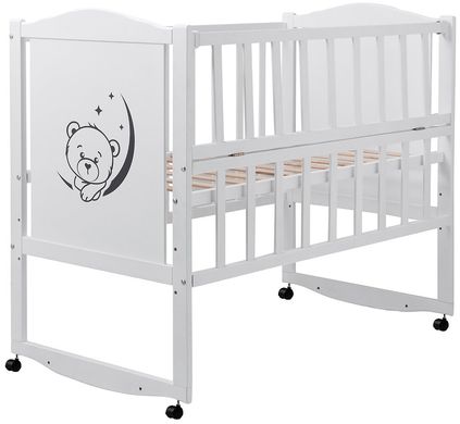 Ліжко Babyroom Тедді T-01 фігурне бильце, відкидний-пліч, колеса білий 624691 фото