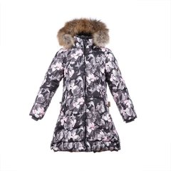 Зимнее пальто для девочек Huppa PARISH, цвет-белый с принтом