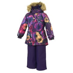 Зимний комплект для девочек Huppa RENELY 1, цвет-лилoвый с принтом/тёмно-лилoвый