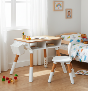 Детский растущий комплект стол и стул El Camino ME 1204 МДФ/пластик для детей 2-8 лет Natural