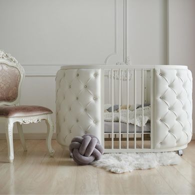 Премиум кроватка 9 в 1 ANU круглая для новорожденного White AN1 фото