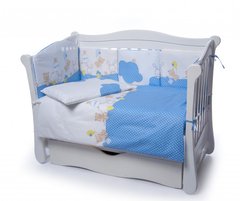 Детская постель Twins Comfort 4 элемента бампер подушки Горошки голубой 9285 фото