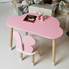 Стол и стульчик ребенку 2-7лет тучка и стульчик бабочка розовая с белым сиденьем. Столик для игр, уроков, еды