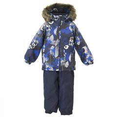 Зимний детский комплект для мальчика Huppa AVERY, цвет-тёмно-синий с принтом/тёмно-синий