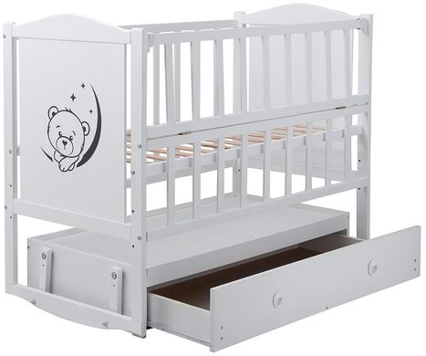 Кровать Babyroom Тедди Т-03 фигурное быльце, маятник, ящик, откидной бок белый 624693 фото