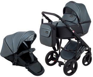 Коляска 2 в 1 Bair Mirello Plus кожа 100% MP-33 графит перламутр - черный 625489 фото