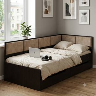 Угловая кровать-диван decOKids Sonya 4 с ящиками и матрасом 200х90 см Color 3 cp113 фото