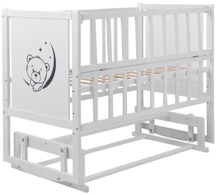 Кровать Babyroom Тедди ТР-02 ровное быльце, маятник, откидной бок белый 624695 фото