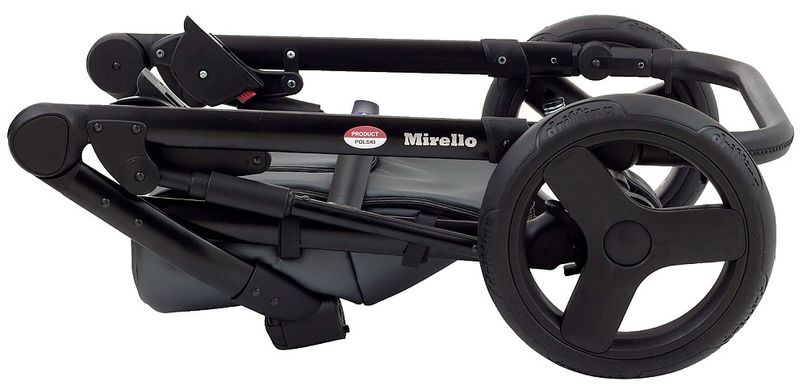 Коляска 2 в 1 Bair Mirello Plus шкіра 100% MP-33 графіт перламутр - чорний 625489 фото
