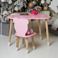 Детский столик тучка и стульчик медвежонок розовый. Столик для игр, уроков, еды ребенку 2-7лет Colors