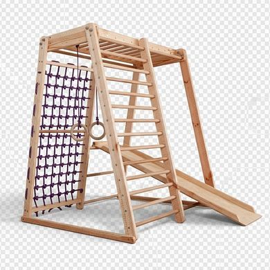Детский спортивный уголок Sport Wood 150 см, дерево (бук/сосна) с горкой Кроха-3 "Кроха-3" Wood фото