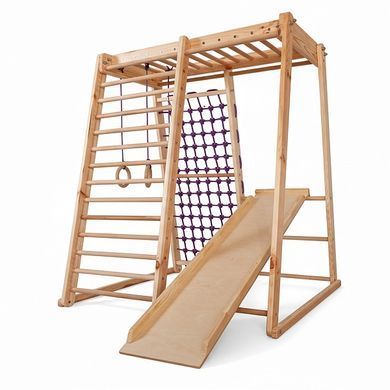Детский спортивный уголок Sport Wood 150 см, дерево (бук/сосна) с горкой Кроха-3 "Кроха-3" Wood фото