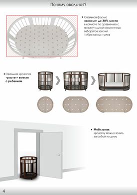 Кроватка трансформер IngVart Smart Bed Oval с мишками, шоколад copy_1_2361361 фото
