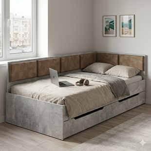 Угловая кровать-диван decOKids Sonya 4 с ящиками и матрасом 200х90 см Color5 cp115 фото