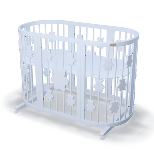 Ліжечко трансформер IngVart Smart Bed Oval з ведмедиками, лаванда copy_2000000002910 фото