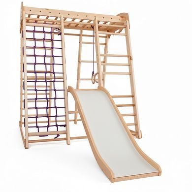 Детский спортивный уголок Sport Wood 150 см, дерево (бук/сосна) с горкой Акварелька Wood &laquo;Акварелька&raquo; Wood фото