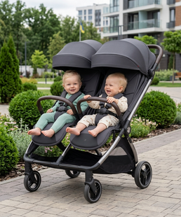 Прогулочная коляска для двойни Carrello Link CRL-6533 Cliff Grey 65331 фото