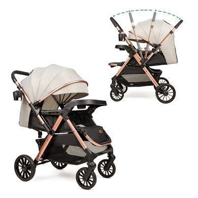 Прогулянковий дитячий візок Ninos Maxi 2025 з перекидною ручкою всесезонний Light Grey Gold