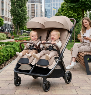 Прогулочная коляска для двойни Carrello Link CRL-6533 Island Beige 65332 фото