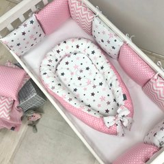 Кокон для новорожденного M.Sonya Baby Design Premium Stars серо-розовый 2890 фото