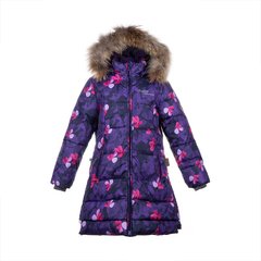 Зимнее пальто для девочек Huppa PARISH, цвет-лилoвый с принтом