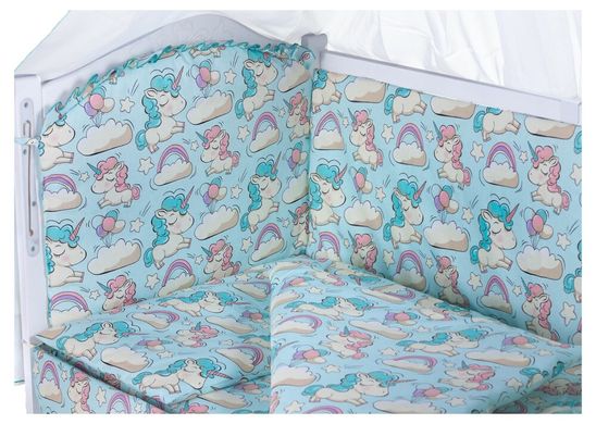 Детская постель Babyroom Comfort-08 unicorn голубой (единороги) 622846 фото