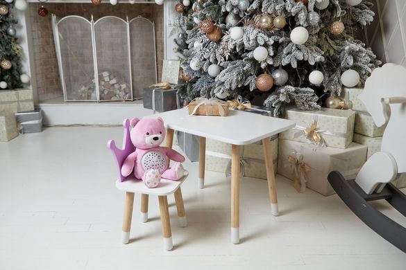 Детский белый прямоугольный столик и стульчик корона фиолетовая. Столик для игр, уроков, еды. Белый столик ребенку 2-7лет Colors