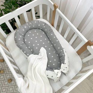 Кокон для новорожденного Baby Design Звезды на тёмно-сером 4055 фото
