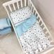 Детский Комплект в кроватку Маленька Соня (MSonya) 3-эл M.Sonya Baby Design Stars серо-голубой 3558 фото
