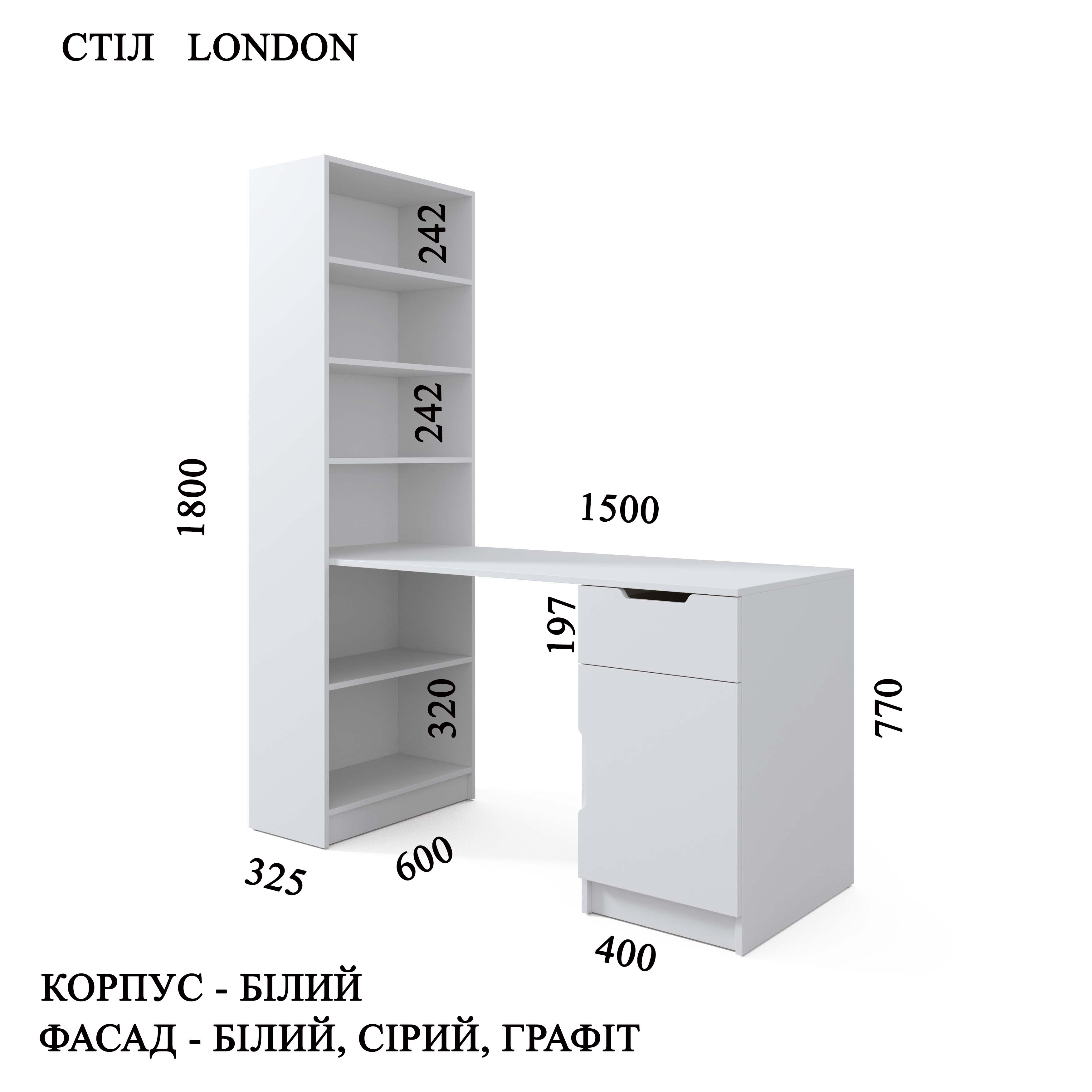 Размеры стола London для офиса и дома