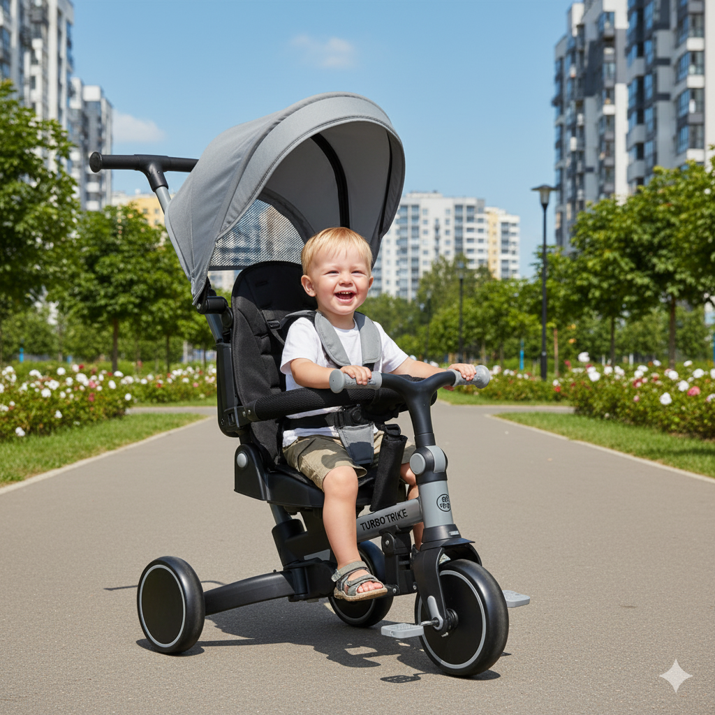 Велосипед TURBOTRIKE MT 1036 с родительской ручкой вид спереди